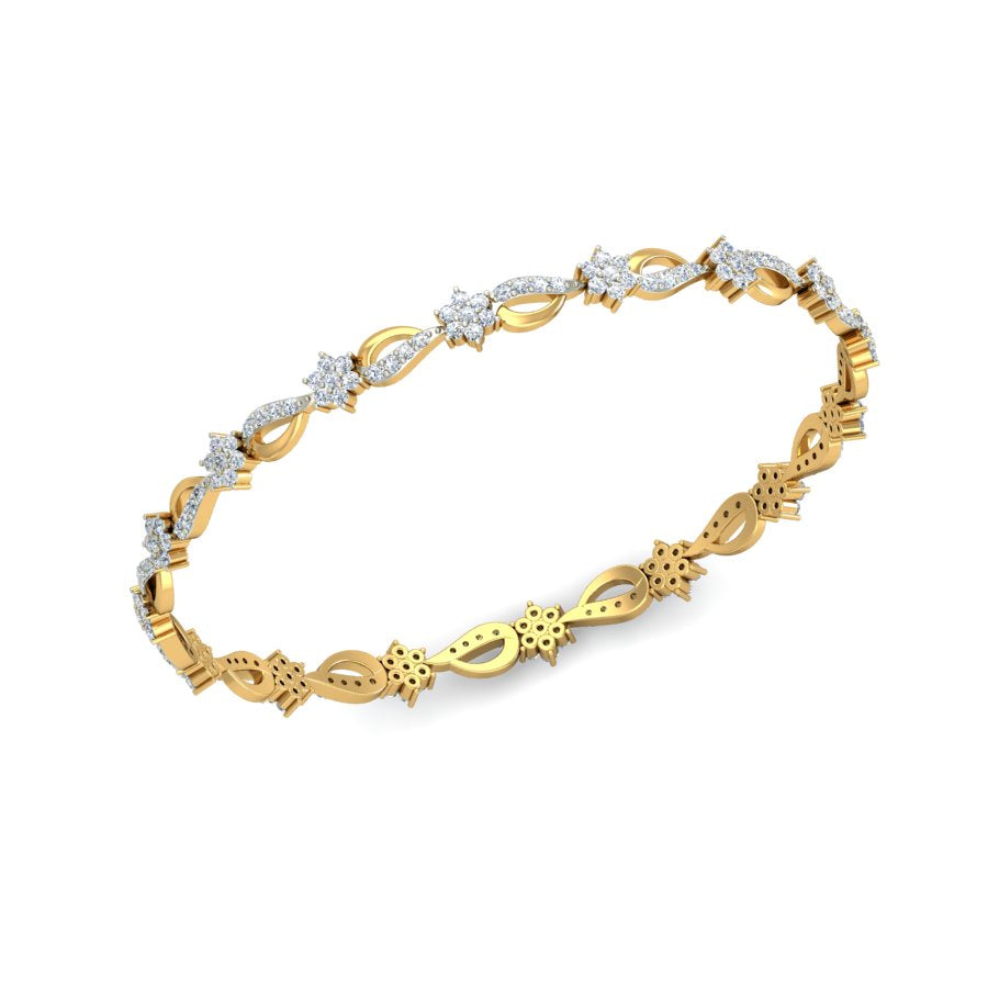 1.63Ct Natural Diamond Bangle in Yellow Gold | SolitaireKart